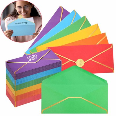 Colorful Envelopes With Gold Trim And Custom Logo