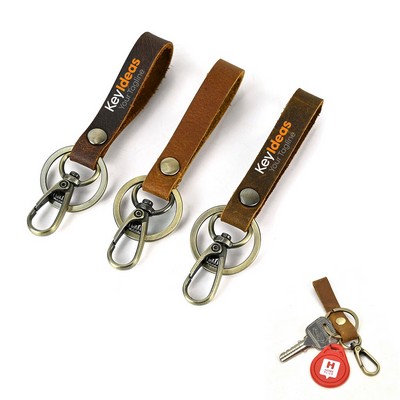 Crazy Horse Leather Tricolor Keychain