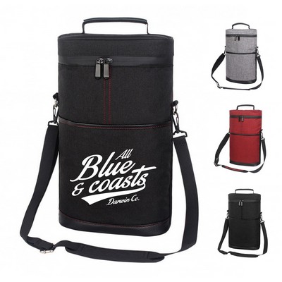 Dual Bottle Insulated Wine Tote Bag with Adjustable Strap