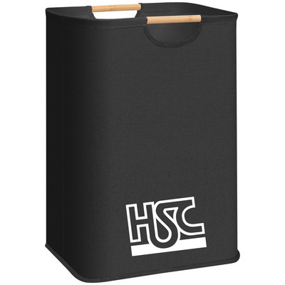 Collapsible Laundry Basket With Bamboo Handles