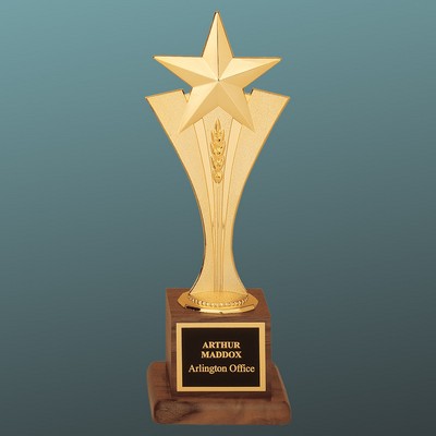 Modern Star Casting on Walnut Finish Base Series, Large (3-1/2"x10"H)