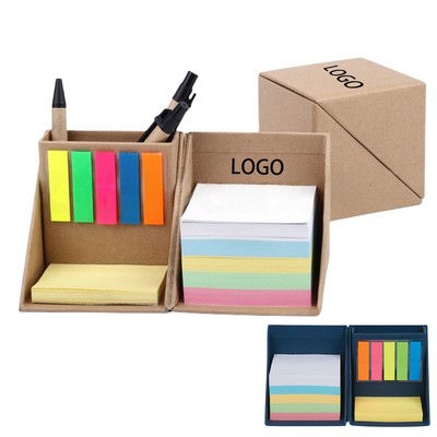 Sticky Notes Organizer Cube With Pen Holder