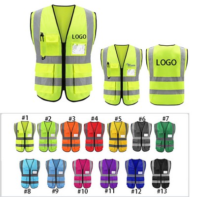 Reflective Safety Vest Highly Visible With Pockets Workwear Reflect Light in Dark