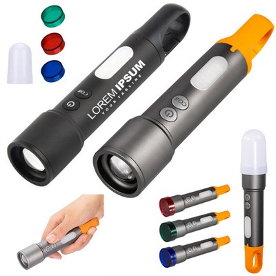 Aluminum LED 10W Zoomable Type C USB Rechargeable Flashlight