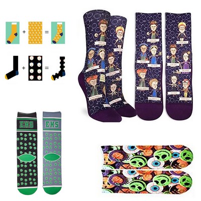 Full Color Casual Crew Tube Socks