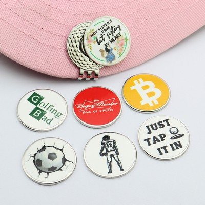 UV Printed Golf Ball Marker w/ Magnetic Hat Clip