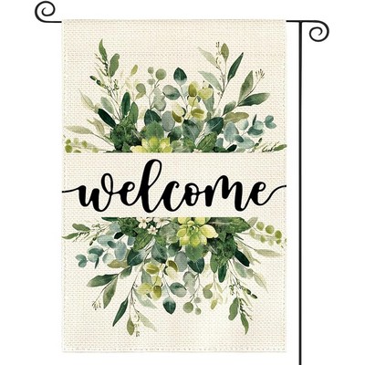 Spring Summer Floral Welcome Garden Flag 12x18 Inch Double Sided Outside