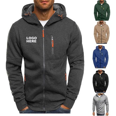Outdoor Fashion Full Zip Long Sleeve Sweatshirt Sports Hoodie Jacket for Men