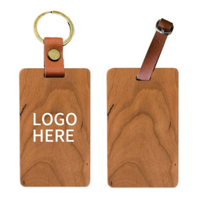 2" x 4" Wooden Keychain Luggage Tag