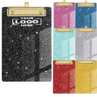 Acrylic Glitter Clipboard With Metal Clip