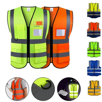 Class2 Hi Vis Reflective Safety Workwear Vest With Pockets