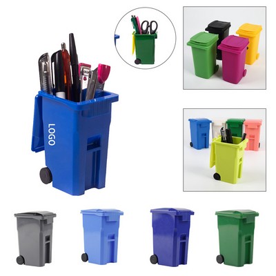 Compact desktop stationery rack trash can