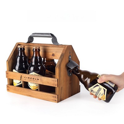 Rustic 6-Bottle Wooden Beer Crate