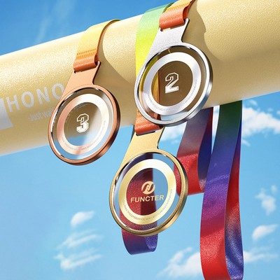 Metal-Edged Round Crystal Competition Medal Clear Version