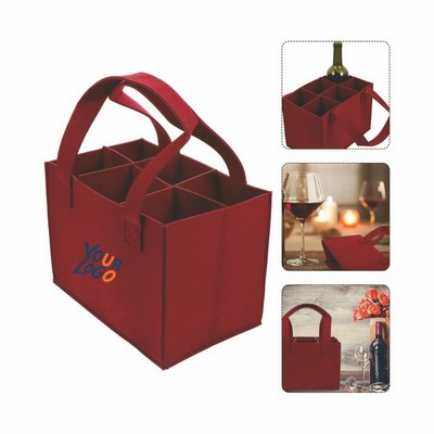 Carrier with Divider Felt Wine Storage Tote Bag