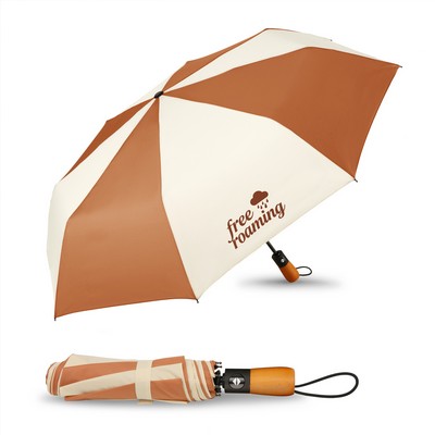 46" Arc Auto Open Wooden Handle Folding Umbrella