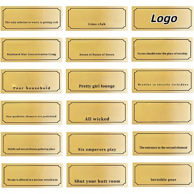 ABS Plastic Brushed Gold Mirror Door Sign for Dorm Rooms