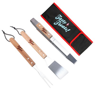 Custom Logo 3-Piece Stainless Steel BBQ Utensil Set