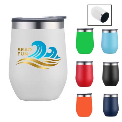 12oz. Double Wall SS / PP Wine Mug with Clear Lid