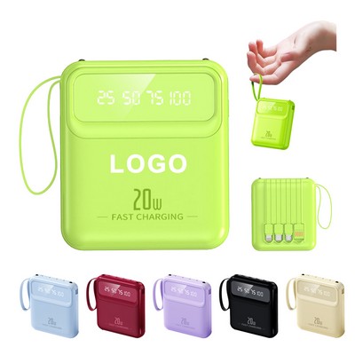 10000mAh Small Portable Charger with Built in Cable