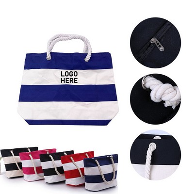 Personalized Retro Beach Canvas Tote Bag