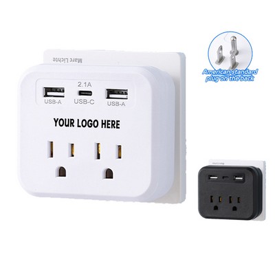 Multi Plug Outlet Splitter with 3 USB Ports and 2 Sockets