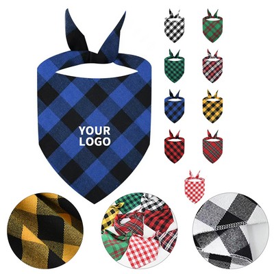 Cotton Check Triangle Pet Bandana 16 x 16 x 23