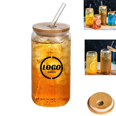 High Borosilicate Glass Tumbler with Bamboo Lid & Straw