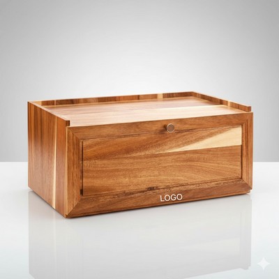Acacia Wood Bread Storage Box Multi Layer Food Container with Lid Dustproof Kitchen Organizer