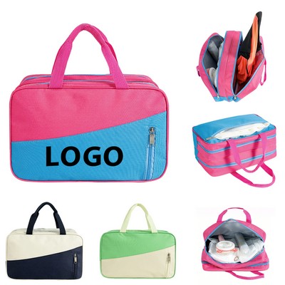 Travel Toiletry Bag With Wet Dry Separation And Zipper Compartments