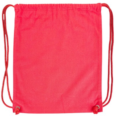 Blank Sports 7 oz Canvas Drawstring Bag | Travel Gym Hiking Event Cinch Red (14x17)