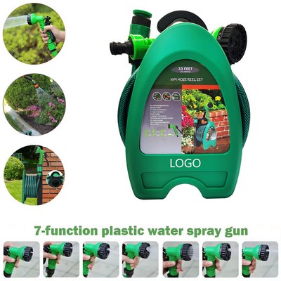 Wall-Mounted Garden Hose with Spray Nozzle