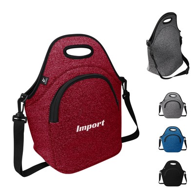 Soft Neoprene Insulated Lunch Bag W/ Shoulder Strap & Zipper
