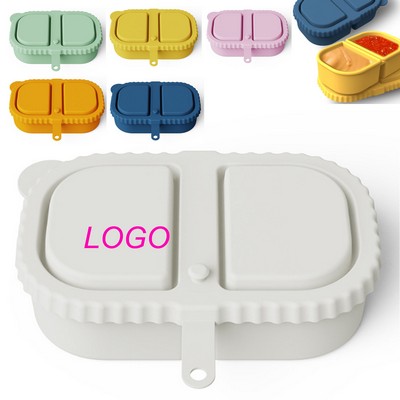 Silicone Double Compartment Condiment Container with Lid