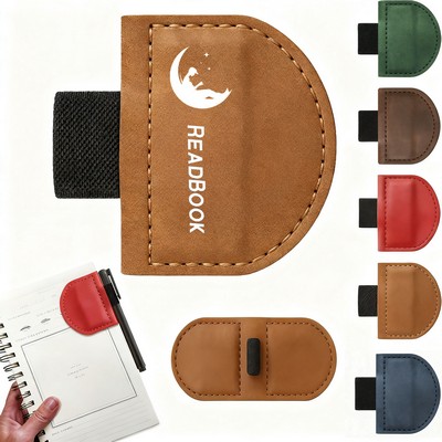 Leather Magnetic Bookmark With Pen Holder