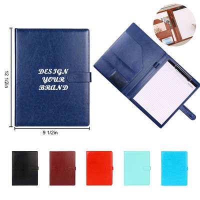 A4 Faux Leather Clipboard Folder with 25 Loose-Leaf Papers