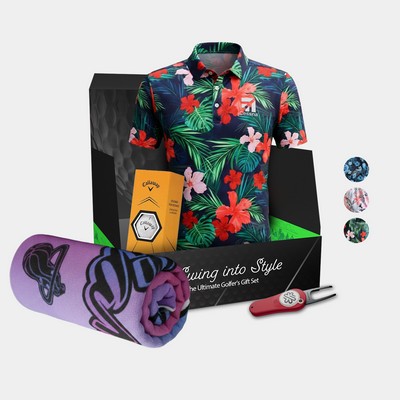 YATTA Golf® Blossom Men's Polo Shirt, Towel, Srixon® Golf Balls & Pitchfix® Icon Divot Tool Gift Set