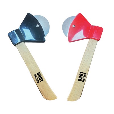 Wood Handle Stainless Steel Rolling Wheel Axe Pizza Cutter