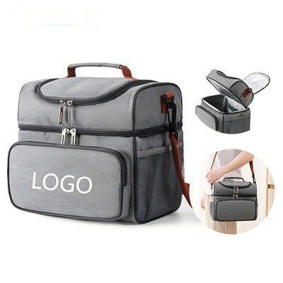 Dual Compartment Oxford Insulated Lunch Cooler Bag