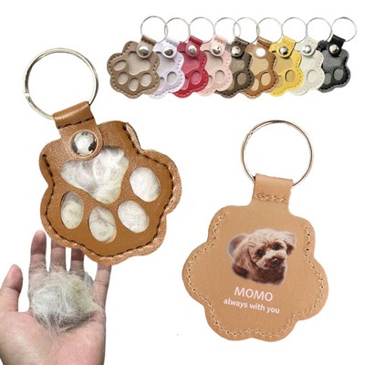 Pet Hair Storage Leather Keychain