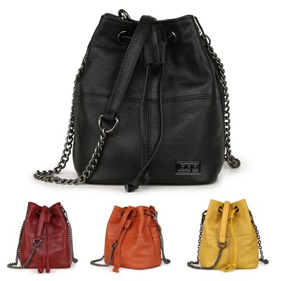 Genuine Leather Bucket Crossbody Bag