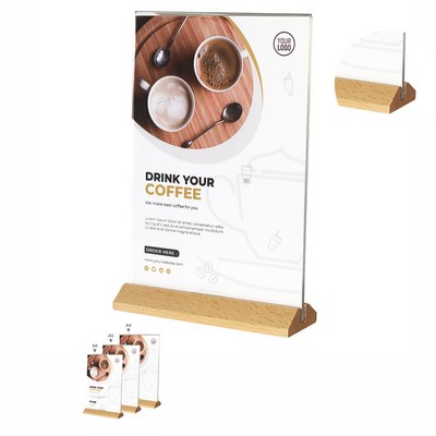 Customizable size Acrylic Sign Holder with Wood Stand