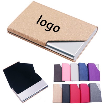 PU Leather & Stainless Contact Card Wallet with Inner Slots