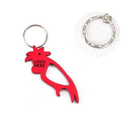 Aluminum Parrot-Shaped Bottle Opener Keyring
