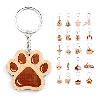 Wooden Paw Keyring Charm