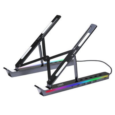 Aluminum Laptop Stand Hub Foldable Cooling Stand with USB Expansion