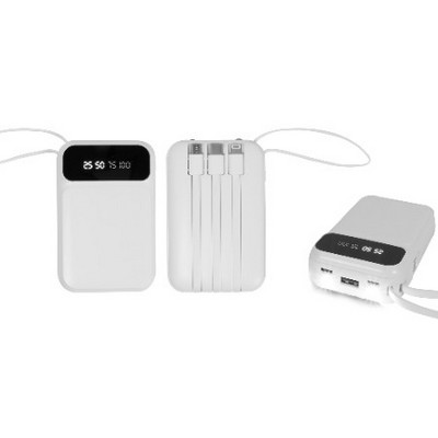 iMojo 10,000 mAh Power Bank w/ 4 built-in Cables, Flash Light
