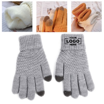 Winter Gloves Fleece Lined Knit