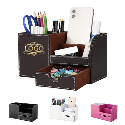 Pu Leather Multi-function Storage Desk Organizer