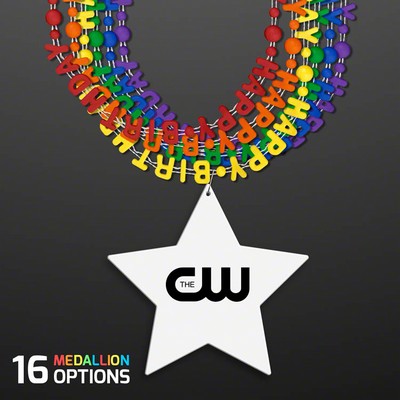 Happy Birthday Party Beads Necklaces (NON-Light Up) - PRINTED